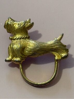 Gold Scottie Dog Brooch/Scarf Holder.